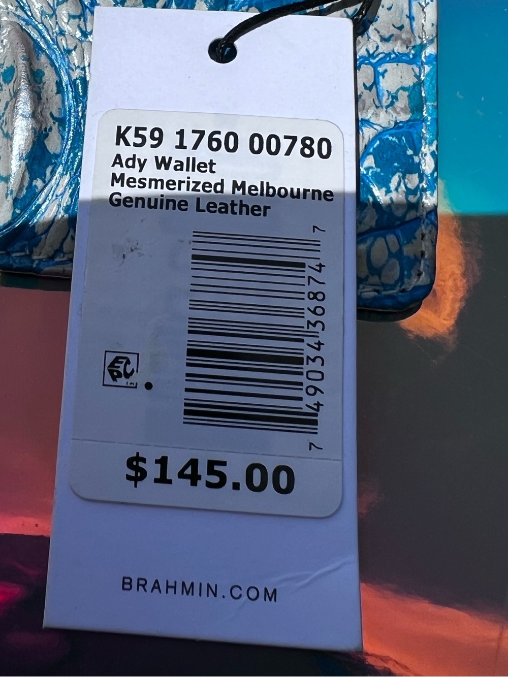 NWT Brahmin Ady Teal & White Leather Wallet in Mesmerized Melbourne - Picture 6 of 12